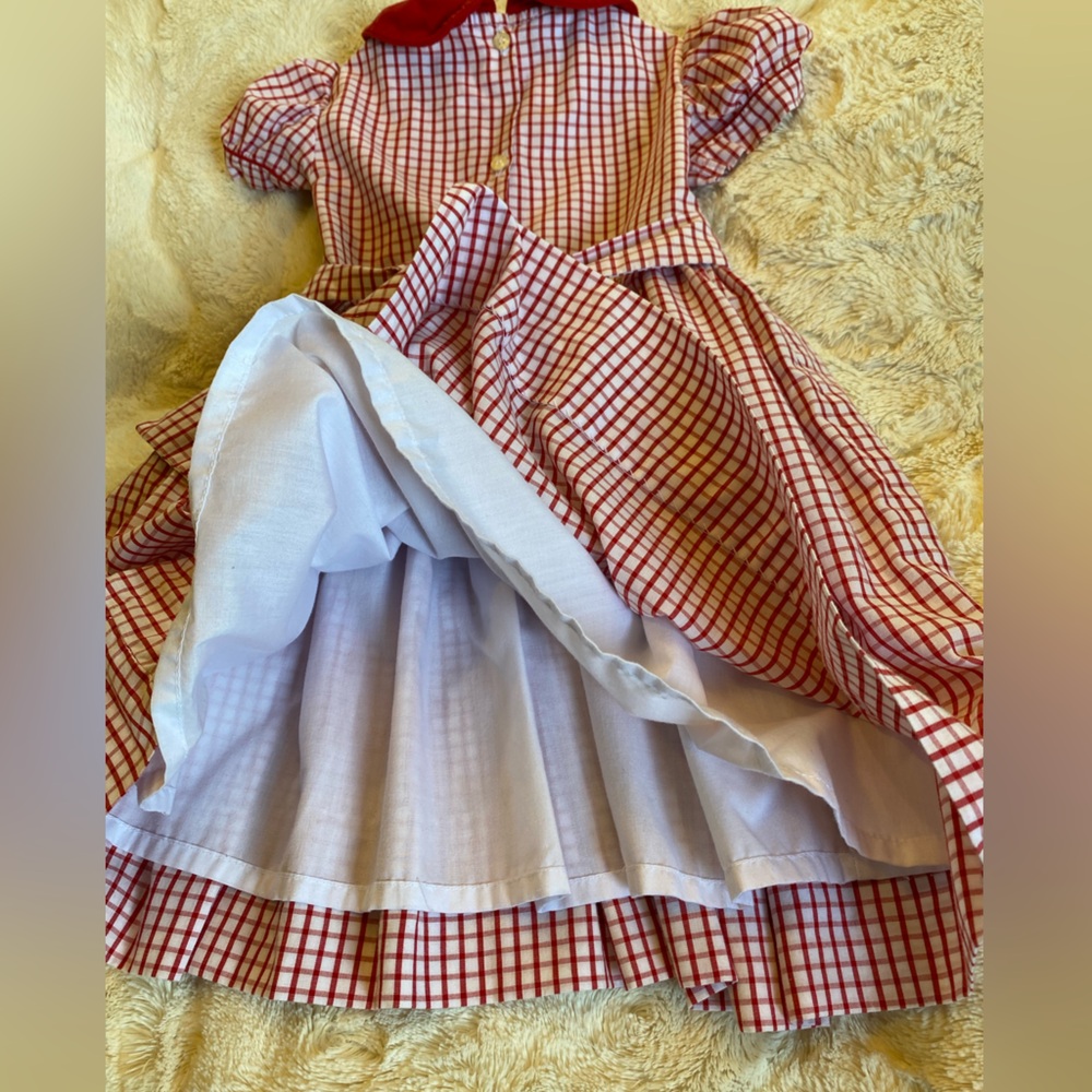 Red and White Checkered Kids Casual Dress - Picture 5 of 6